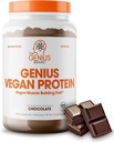 Genius Vegan Protein Pulver, Schokolade - Pflanzenbasierter Lean Muskelaufbau Shake für Männer & Frauen - Pea & Kürbis Protein Quellen - Natürlich aromatisiert & Sweetened - Dairy & Lactose Kostenlos