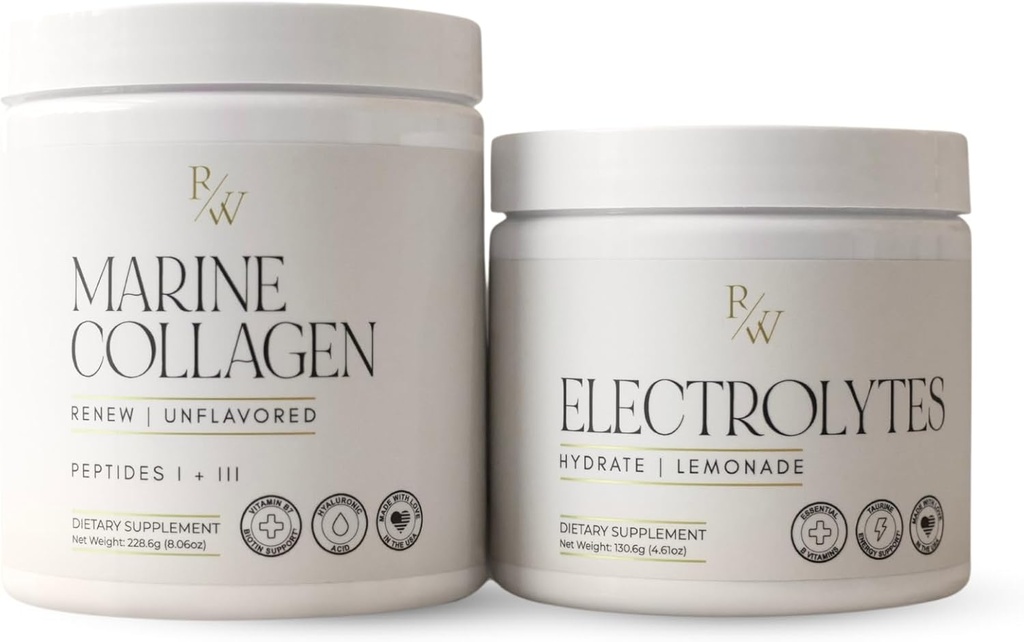 Körper + Beauty Bundle & Sparen, Erneuern Marine Collagen Pulver + Hydrate Lemonade Elektrolyt Pulver