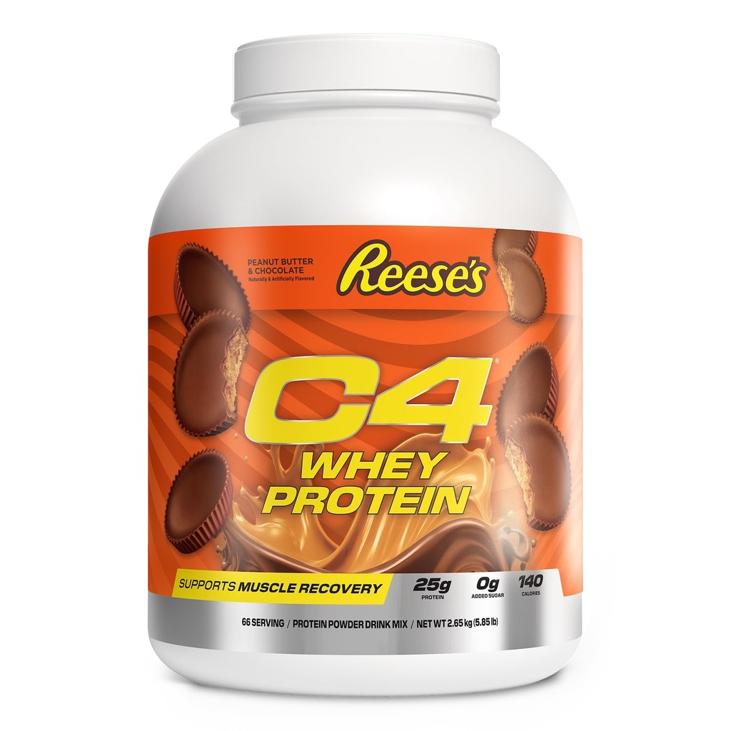 Cellucor C4 Whey Protein Powder, Reese’S Peanut Butter & Chocolate - 25g Protein, 0g Hinzugefügt Zucker, 140 Kalorien pro Servierung, Unterstützt Muskelrückgewinnung, 66 Servierungen, Premium Whey for Post-Workout
