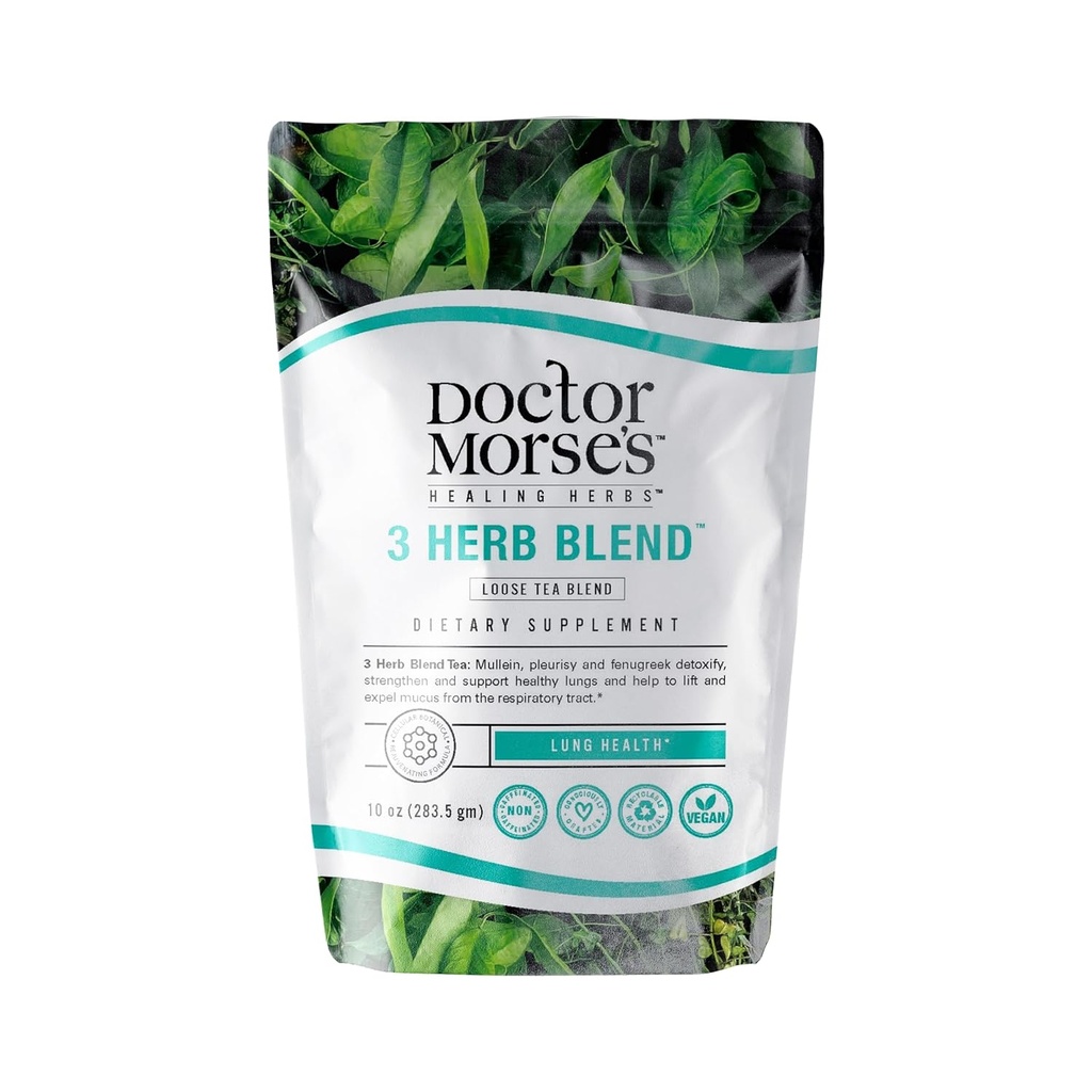 Doctor Morse's - Mullein Leaf Tea - 3 Kräutermischung Tee - 86 Servierungen, 7oz - Koffeinfrei - Umfassende Lunge & Respiratorische Unterstützung - Mullein Leaf, Pleurisy Root & Fenugreek Extract