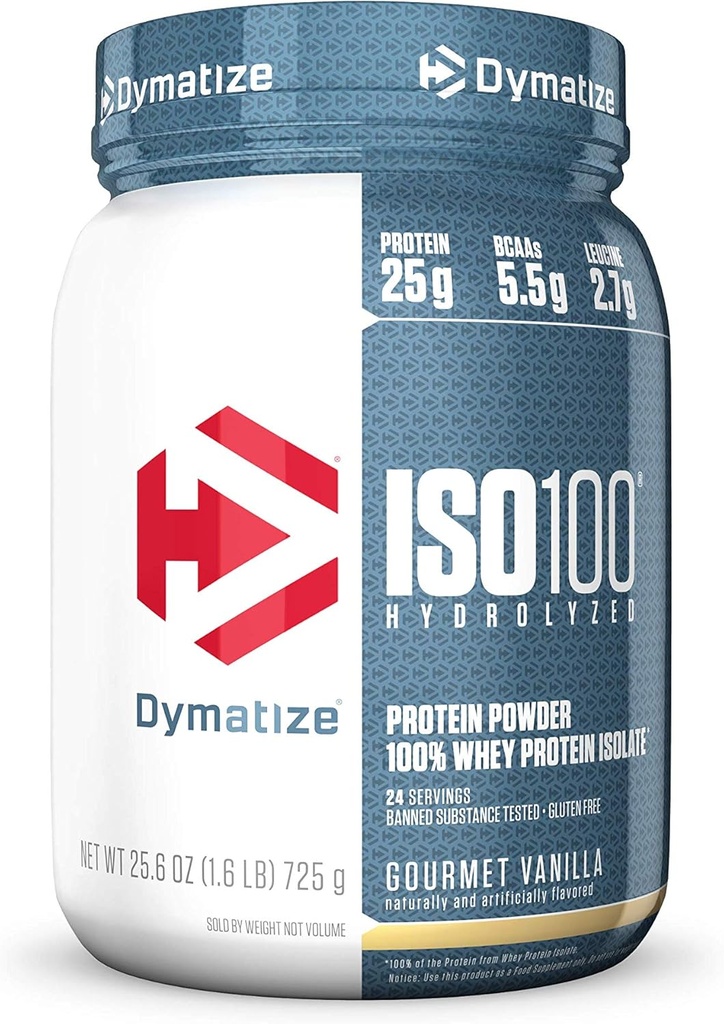 Dymatize ISO100 hydrolysiertes Proteinpulver, Weiß, Gourmet Vanille, 25.6 Unze