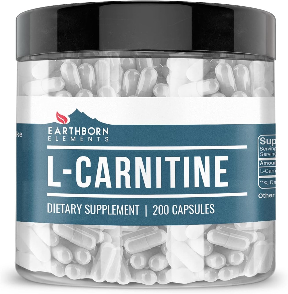 Earthborn Elements L-Carnitin (200 Kapseln), Rein und unverdünnt, keine Zusatzstoffe