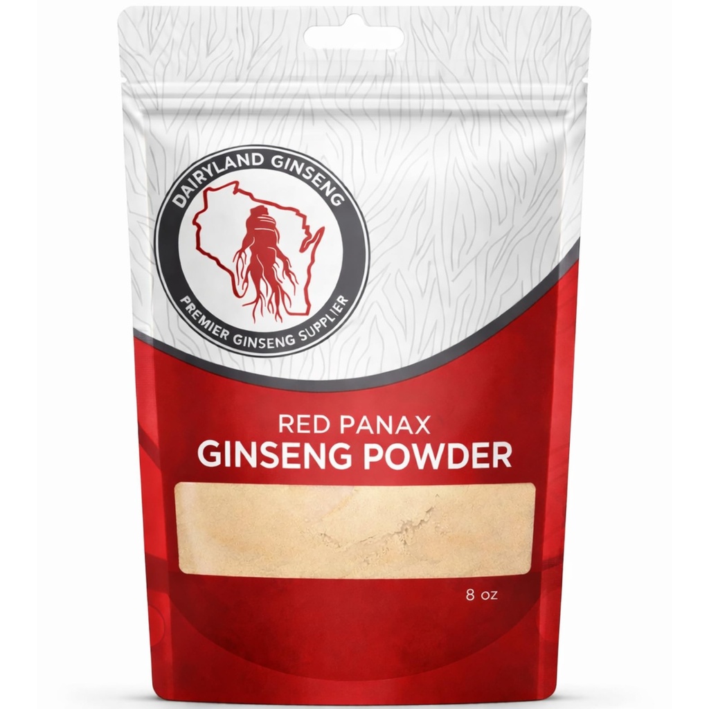 Rotes Panax Ginseng-Pulver mit natürlichen Ginsenosiden (8 oz)- Unterstützt gesunde Energie, Vitalität, Stimmung und mehr, koreanischen Panax Ginseng Wurzel-Pulver für Feuchtigkeit, Kaffee oder Getränke (1 Pack)
