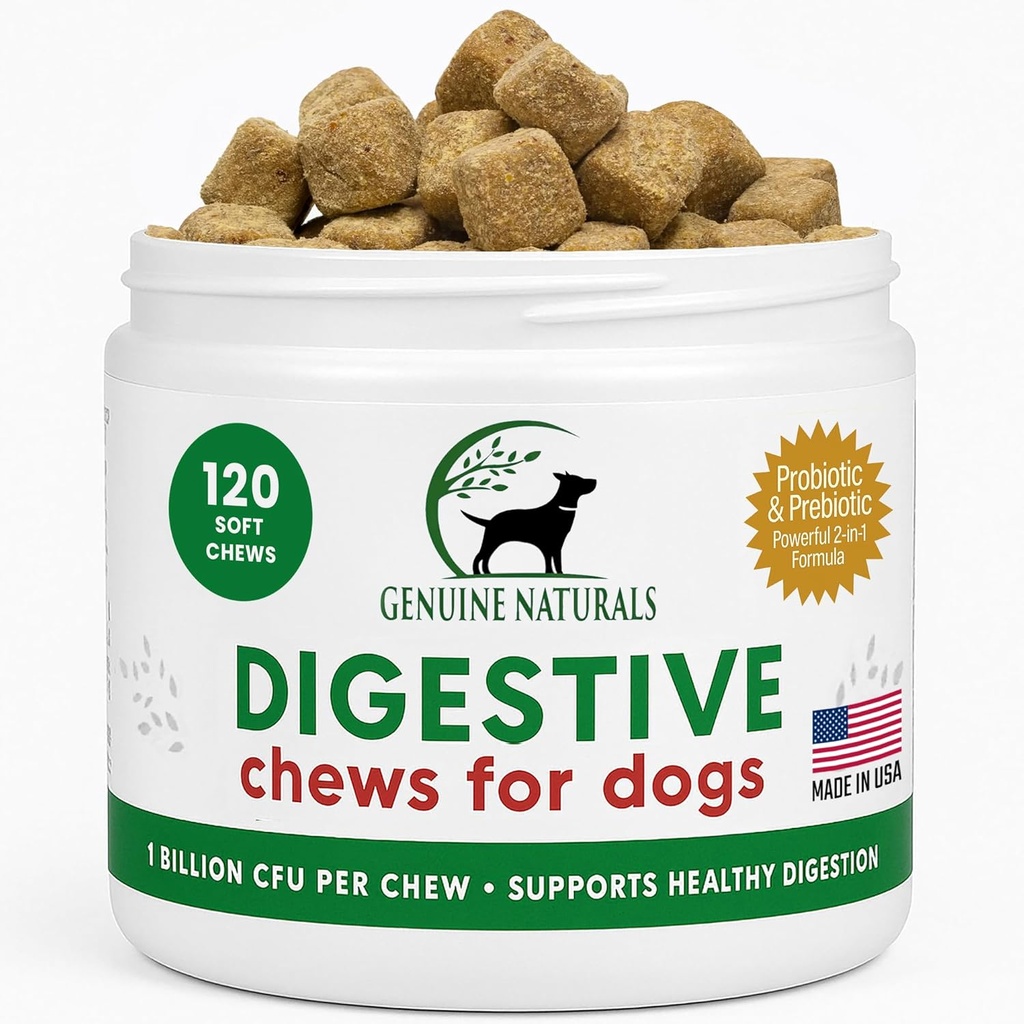 Verdauungsergänzung für Hunde - Empfohlene Probiotika von FurParents - verbessert Verdauungs- und Gutgesundheit, Hilft mit Durchfall, Upset Stomach, Bad Breath & Constipation, 120 Count