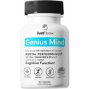 Genius Mind® Nootropic Brain Supplement, Unterstützung Kognitive Funktion, Energiestufen, Fokus & Speicherfunktion - 17 Brain Boosting Zutaten einschließlich Lions Mane, Bacopa, Ginkgo & Vitamin B12