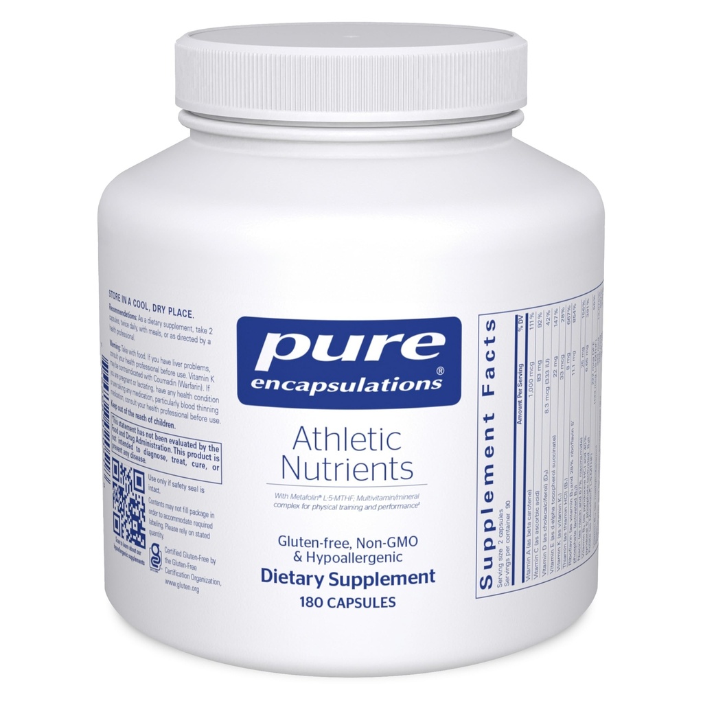 Pure Encapsulations Athletic Nutrients | Multivitamin/Mineral Complex for Exercise Performance and Training* | 180 Kapseln