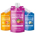 Designer Wellness Protein Smoothie, Real Fruit, 12g Protein, Low Carb, Zero Added Sugar, Gluten-Free, Non-GMO, Keine künstlichen Farben oder Flavors, Super Fruits Variety Pack, 12 Count