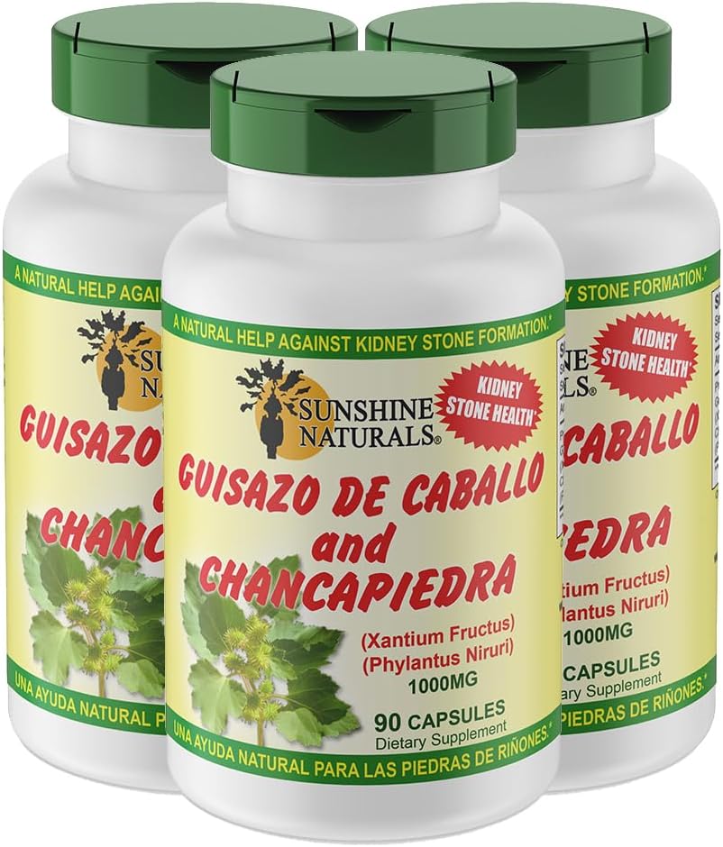 Sunshine Naturals Guisazo & Chancapiedra Kräutermischung, Natürliche Nahrungsergänzung für Wellness-Unterstützung, 90 Kapseln. Pack von 3