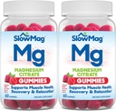SlowMag Magnesium Citrate Gummis, 60 Count, unterstützt Muskel-Gesundheit, Natürliche Berry Flavor, Erholung & Relaxation Pack von 2
