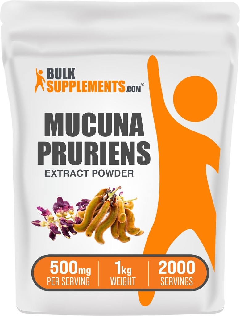 BulkSupplements.com Mucuna Pruriens Extract Powder - Mucuna Pruriens Supplements, Kräuterergänzung - Vegan & Glutenfrei, 500mg pro Servierung, 1kg (2.2 lbs) (Pack von 1)