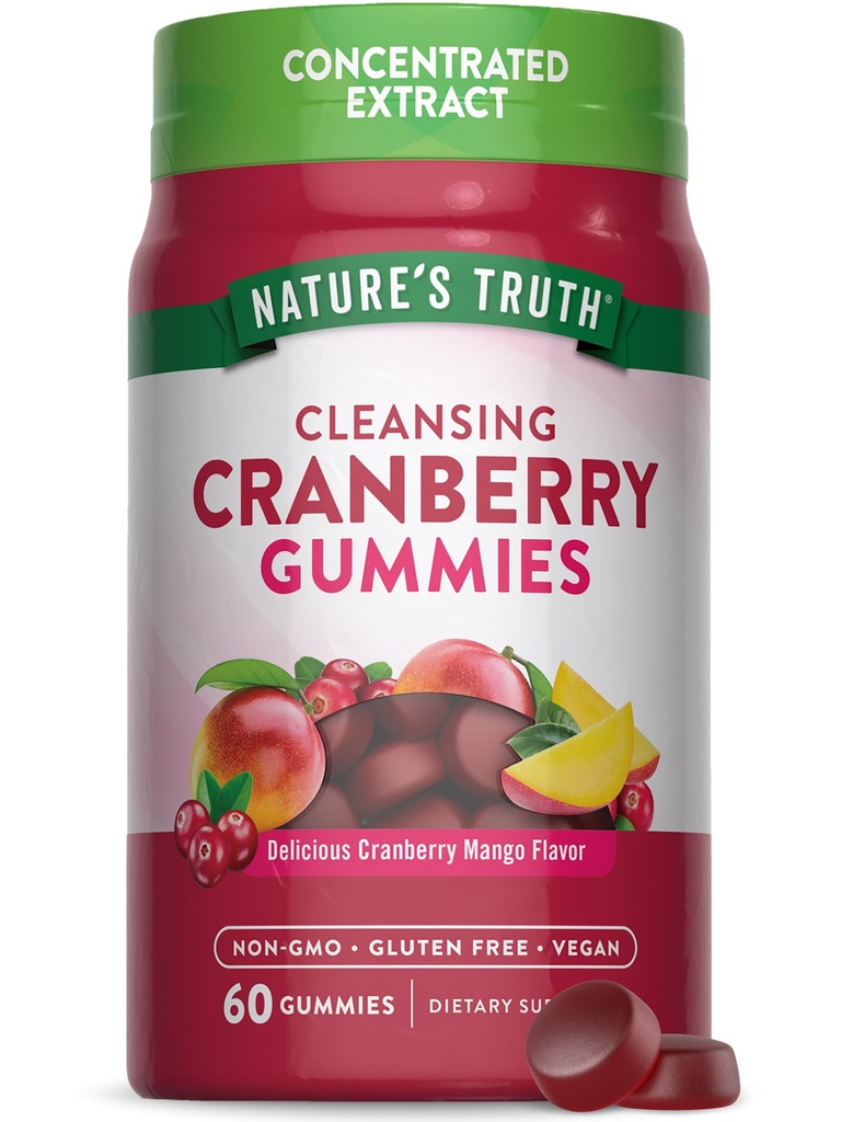 Nature's Truth Cranberry Gummies | 60 Count | Vegan, Non-GMO & Gluten Kostenlose Ergänzung | Cranberry Mango Flavor