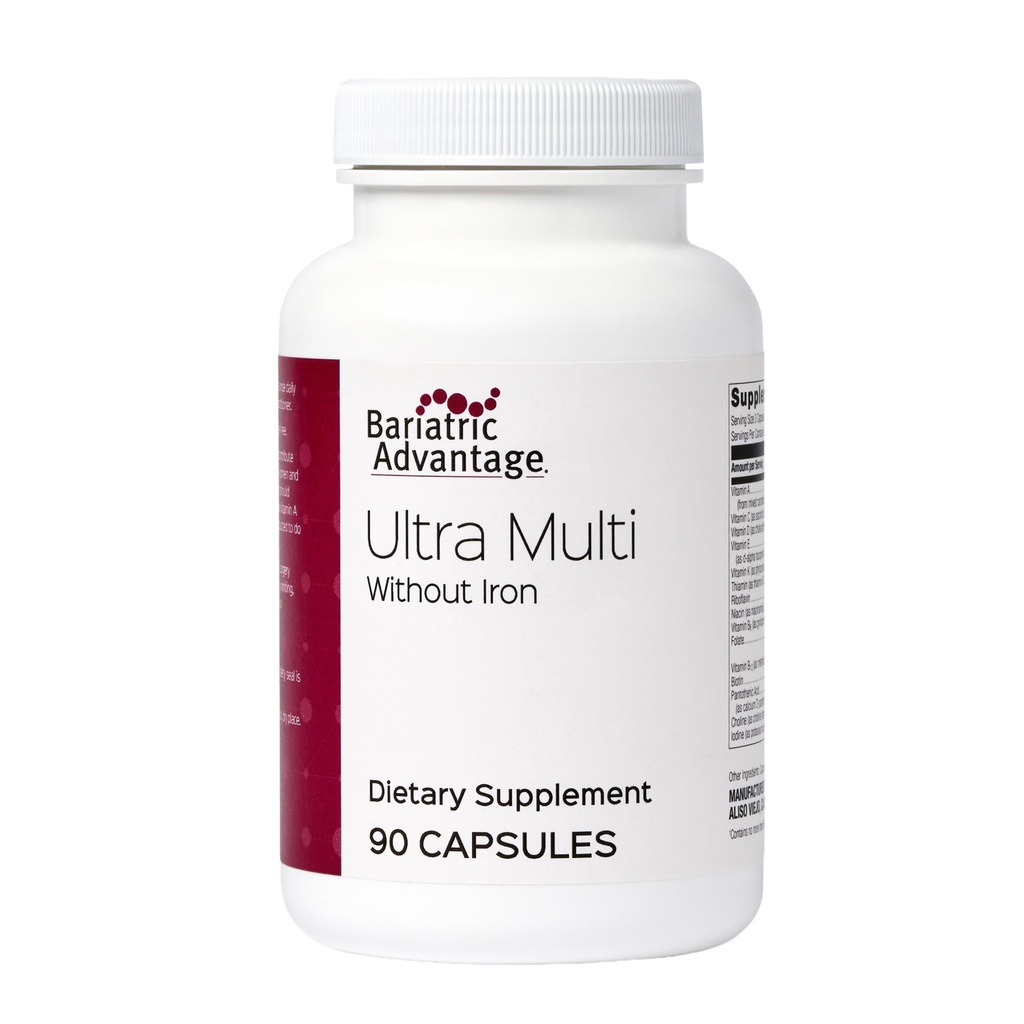 Bariatric Advantage Ultra Multi ohne Eisen, High Potency Daily Multivitamin für Bariatric Chirurgie Patienten mit 22 essentiellen Vitaminen und Nährstoffen - 90 Kapseln, 30 Portionen