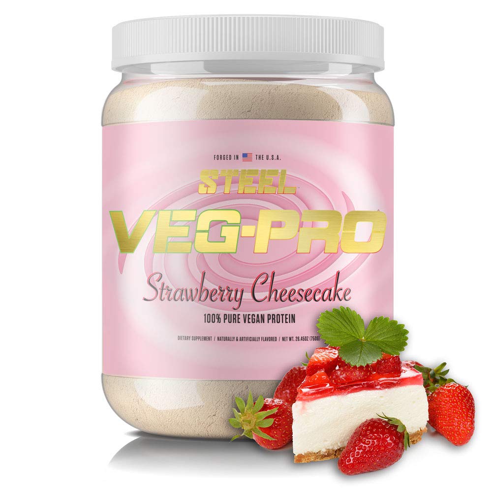 Stahl Ergänzungen Veg-PRO | Vegan Protein Pulver, Erdbeere Käsekuchen | 25 Servierungen (1.65lbs) | Organische Proteinpulver mit BCAA Aminosäure | Glutenfrei | Non Dairy | Low Carb Formel