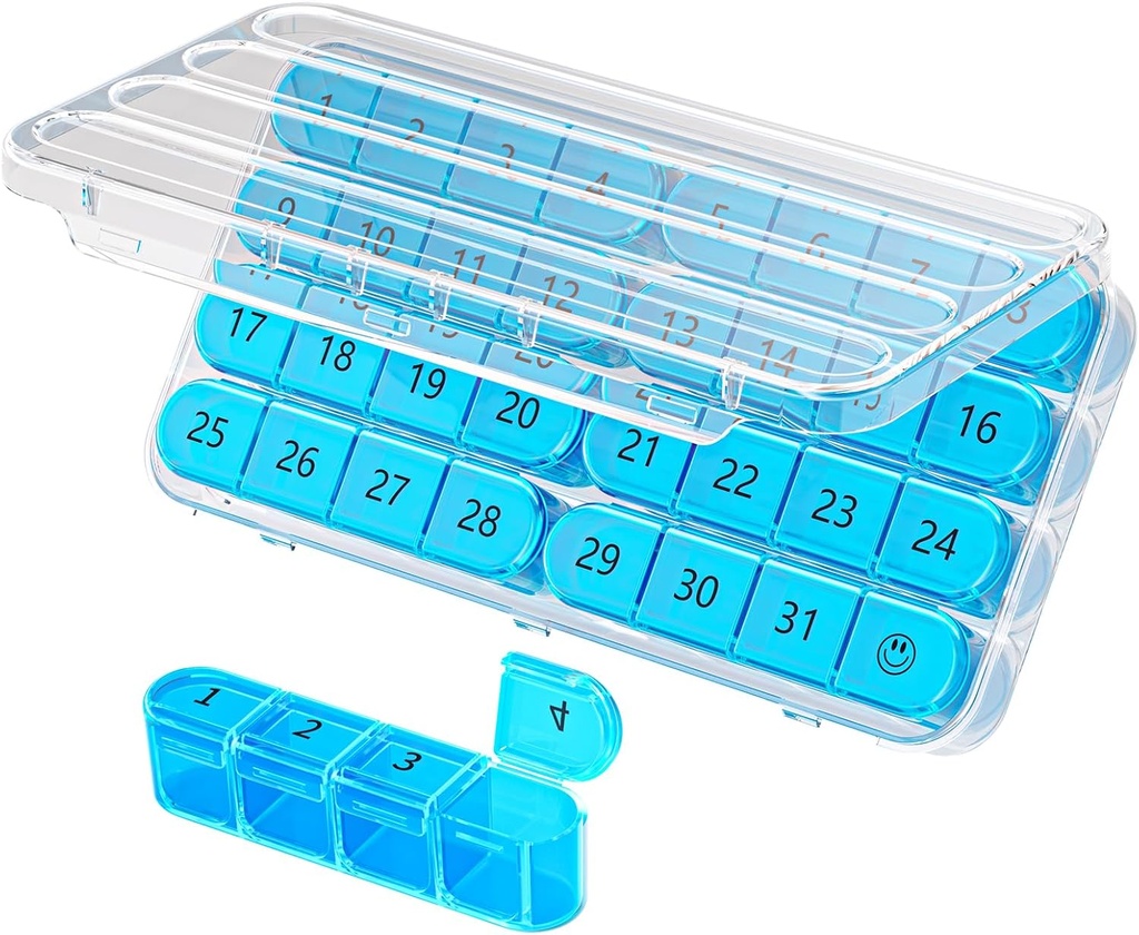 Daviky Monatliche Pille Organizer 1 Mal am Tag, Monat Pille Box Organizer 30 Tag, 31 Tage tägliche Pille Fall Einmal am Tag, Reise Pille Organizer Monatlich Vitamine, Ergänzungen und Medikamente zu halten