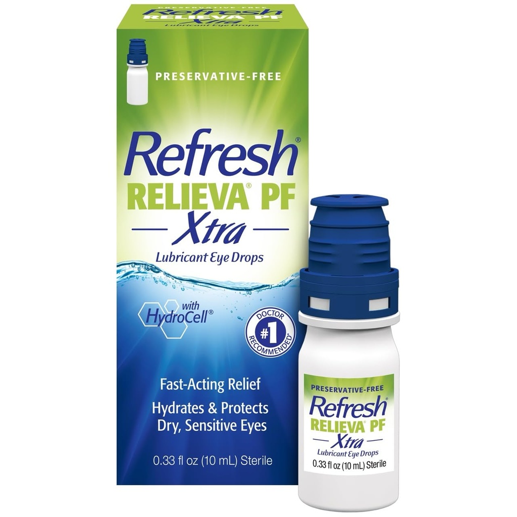 Refresh RELIEVA PF Xtra Konservierungsfreie künstliche Tears Lubricant Eye Drops, 0.33 fl oz (10 mL)