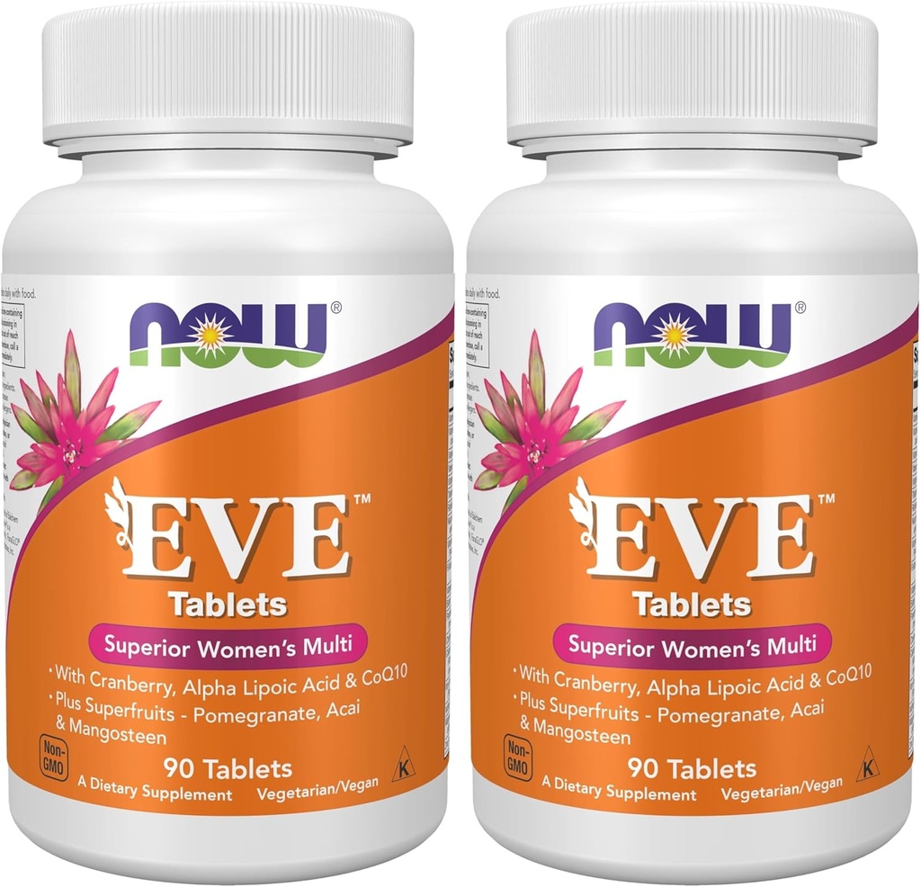 JETZT Ergänzungen, EveTM Frauen Multivitamin mit Cranberry, Alpha Lipoic Acid und CoQ10, Plus Superfruits - Granatapfel, Acai & Mangosteen, 90 Tabletten (Pack von 2)