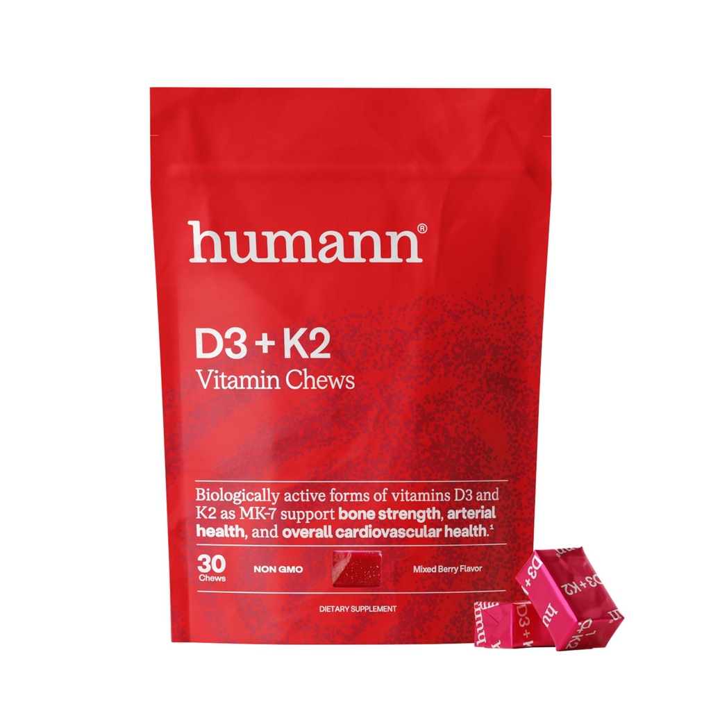 Humann Vitamin D3 Chews - Hohe Potenz Vitamin D 5000iu (125mcg) hilft gesunde Stimmung, Immunität, Atmungsaktive Gesundheit & Knochen Gesundheit, gemischte Berry Flavor, 30-Count