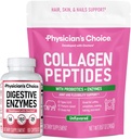 Physician's CHOICE - Full Gut Health Bundle: Collagen Peptides Powder + Digestive Enzymes 60ct für Verdauungskomfort, Workout Recovery, & Skin, Nägel und gemeinsame Unterstützung