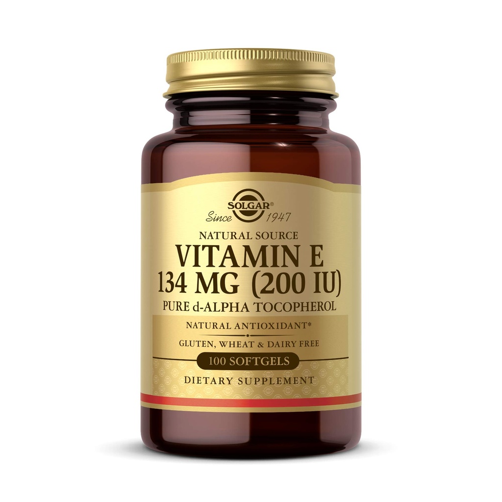 Solgar Vitamin E 200 IU Alpha, 100 Softgels - Antioxidans, Gesundes Altern, Gesunde Haut, Immunsystem-Unterstützung - Natürliche Quelle Vitamin E - Glutenfrei, Dairy Free - 100 Portionen