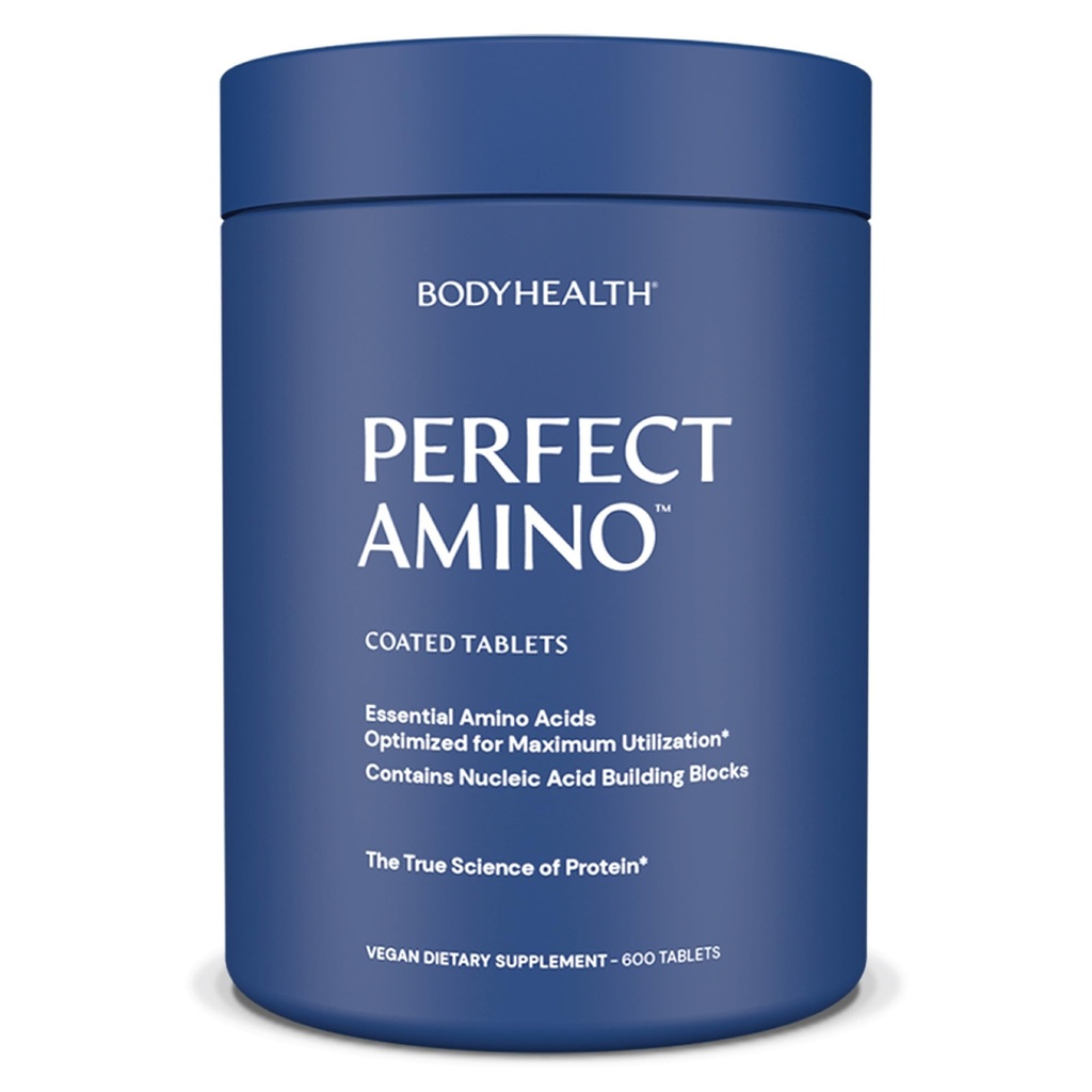 BodyHealth PerfectAmino (600 ct) Einfach zu schlucken Tablets, Essential Amino Acids Supplement mit BCAAs, Vegan Protein für Pre/Post Workout & Muskel Erholung mit Lysin, Tryptophan, Leucine, Methionin