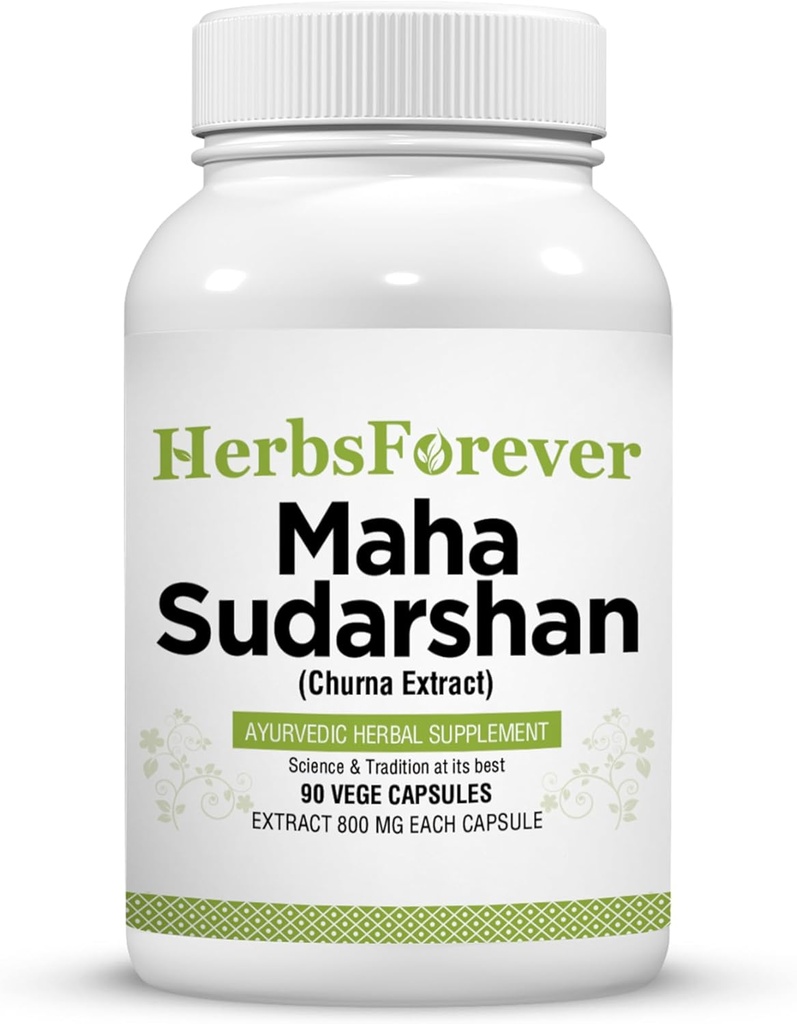 Herbsforever Maha Sudarshan Kapseln | Ayurvedische Kräuterformel für Immununterstützung & Gesamt Wellness | 90 Vegetarische Kapseln, 800 mg Jede | Natürliche Kräuterergänzung