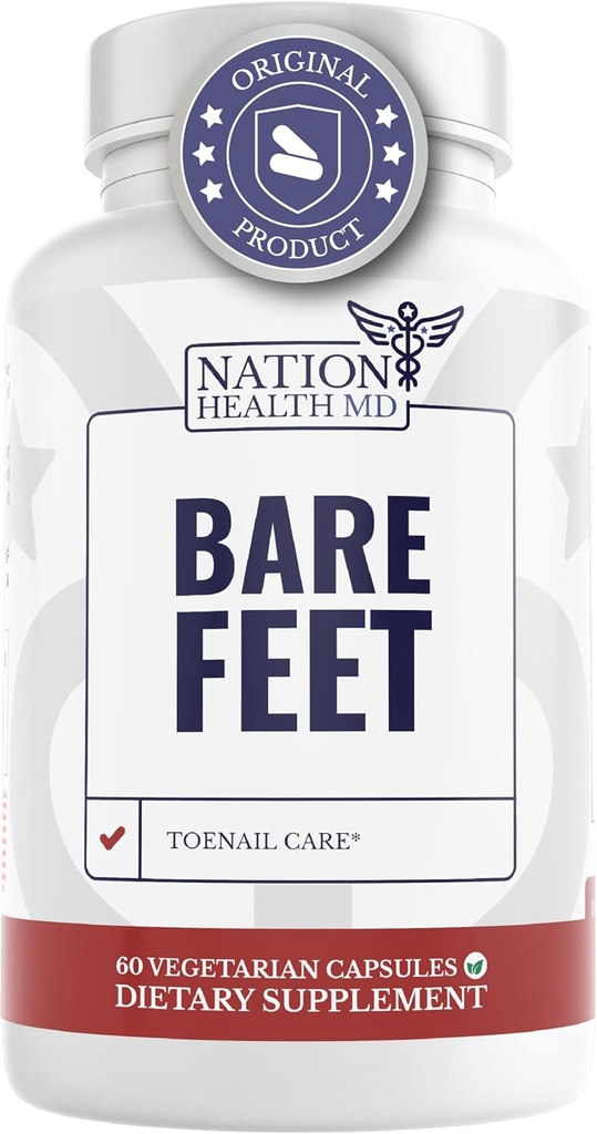 Bare Feet - Toenail Care - Nagelergänzung mit Vitamin A, Vitamin C, Oregano Pulver und mehr - Nagelreparatur, Wachstum und Nagelpflege – Fußgesundheit, 60 Kapseln