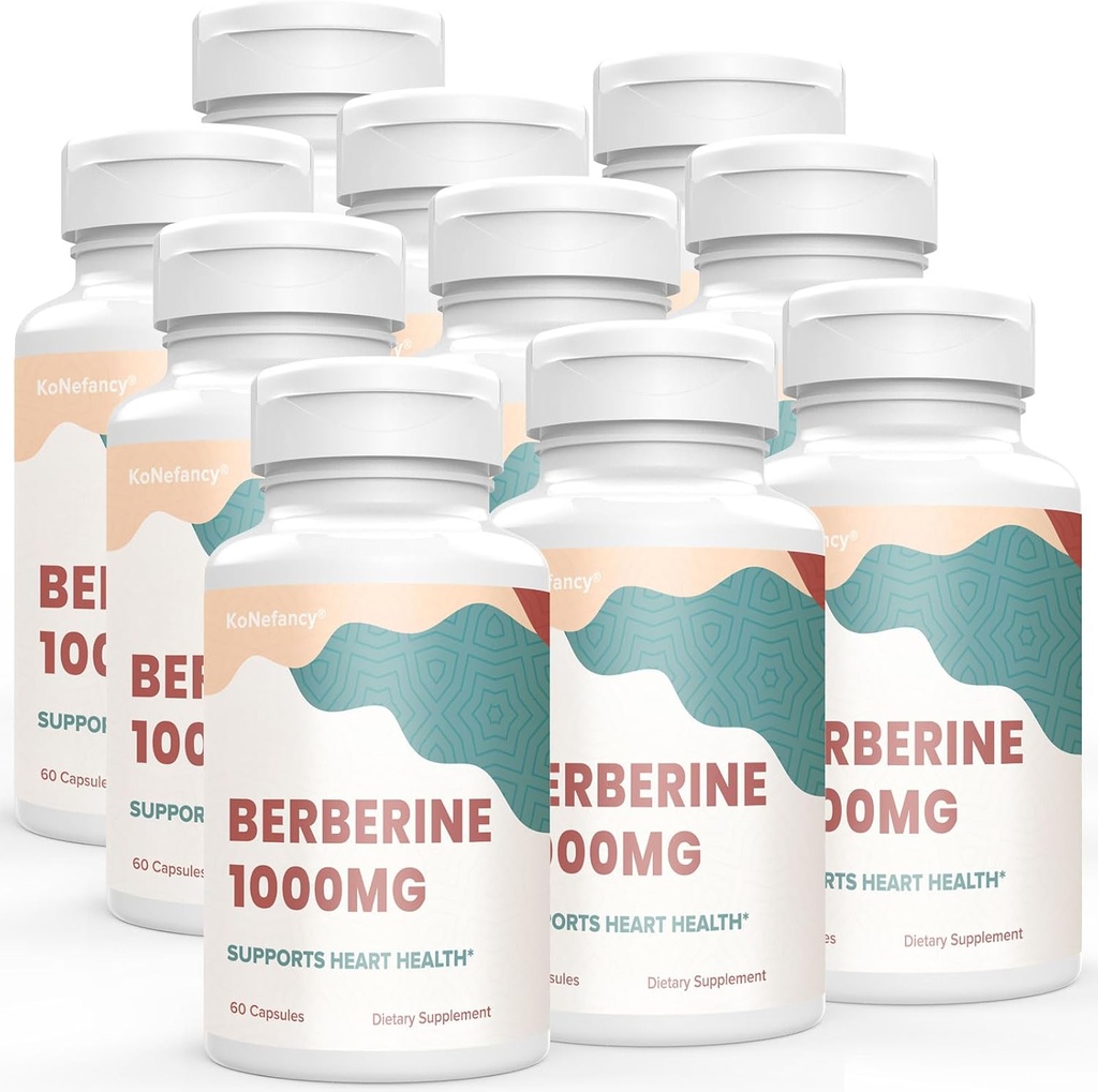 Berberine Supplement 1000mg, Hohe Absorption Berberine HCL Plus Vegan Kapseln mit Silymarin Kräuter Complex Formel, 60 Count (Pack von 10)