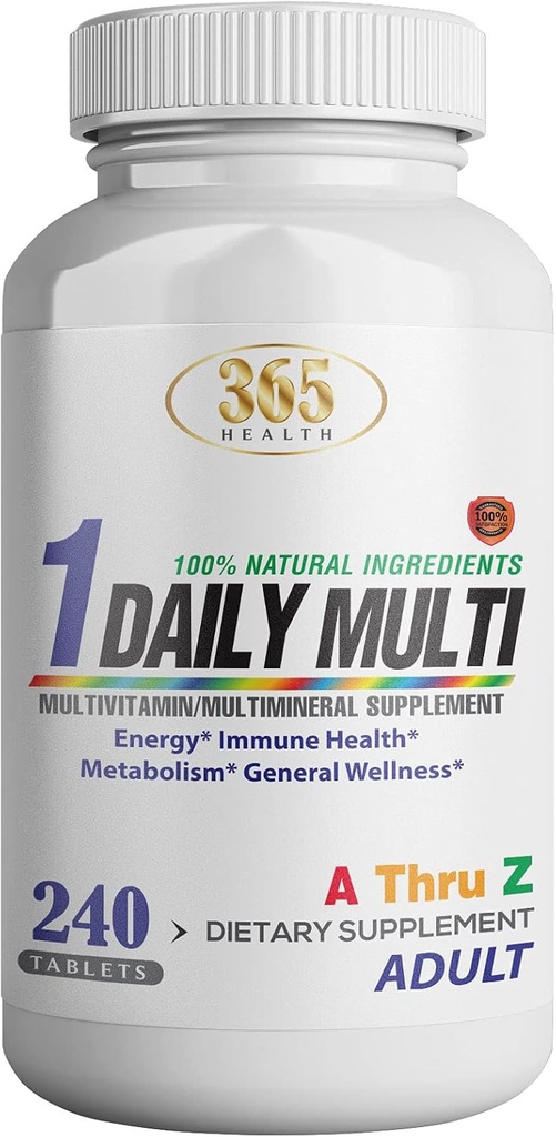 Multivitamin, Multimineralische Ergänzung w/Antioxidantien, Zink, Vitamin D3 & B Vitamine, Glutenfrei, Non-GMO Zutaten - (240 Zähler) 365 Gesundheit