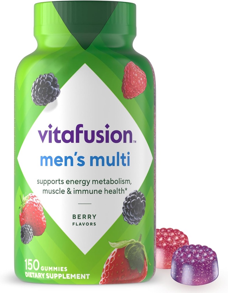 vitafusion Adult Gummy Vitamine für Männer, Berry Flavored Men Multivitamin Gummy Ergänzung mit Vitaminen A, C, D, E, B6, B12, 75 Tage Versorgung, 150 Zähler