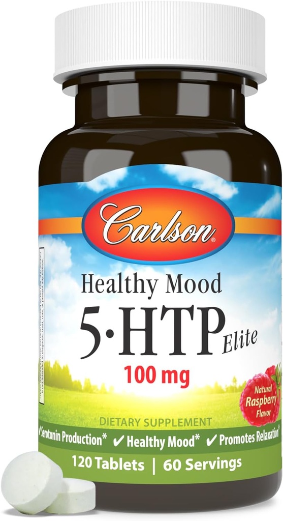 Carlson Gesunde Mood 5-htp Elite 50mg Himbeer Chewables, 120 Tabletten