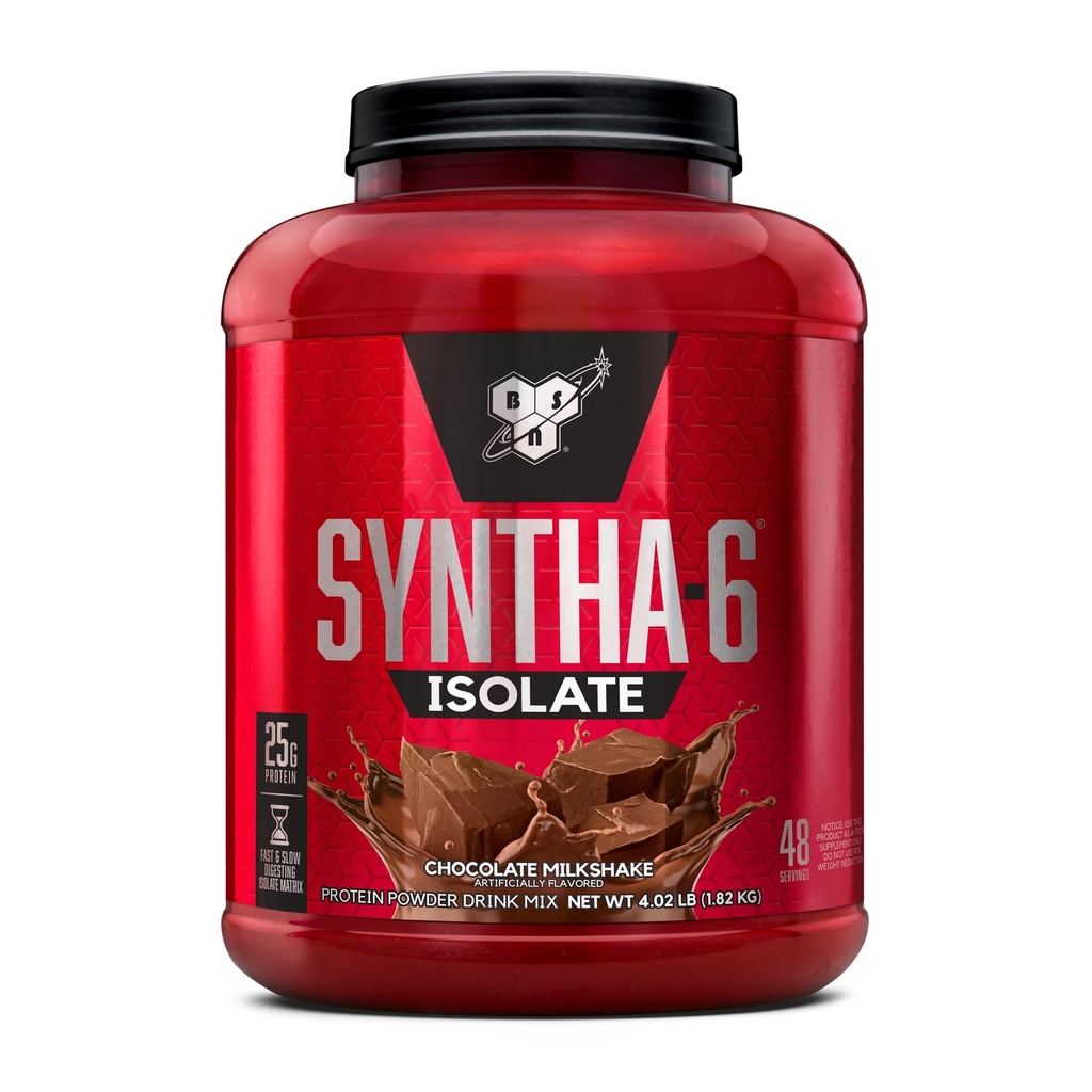 BSN SYNTHA-6 Isoliert Proteinpulver, Schokoladenproteinpulver mit Whey Protein Isolate, Milchprotein Isolat, Geschmack: Schokoladenmilchshake, 48 Portionen (Verpackung kann variieren)