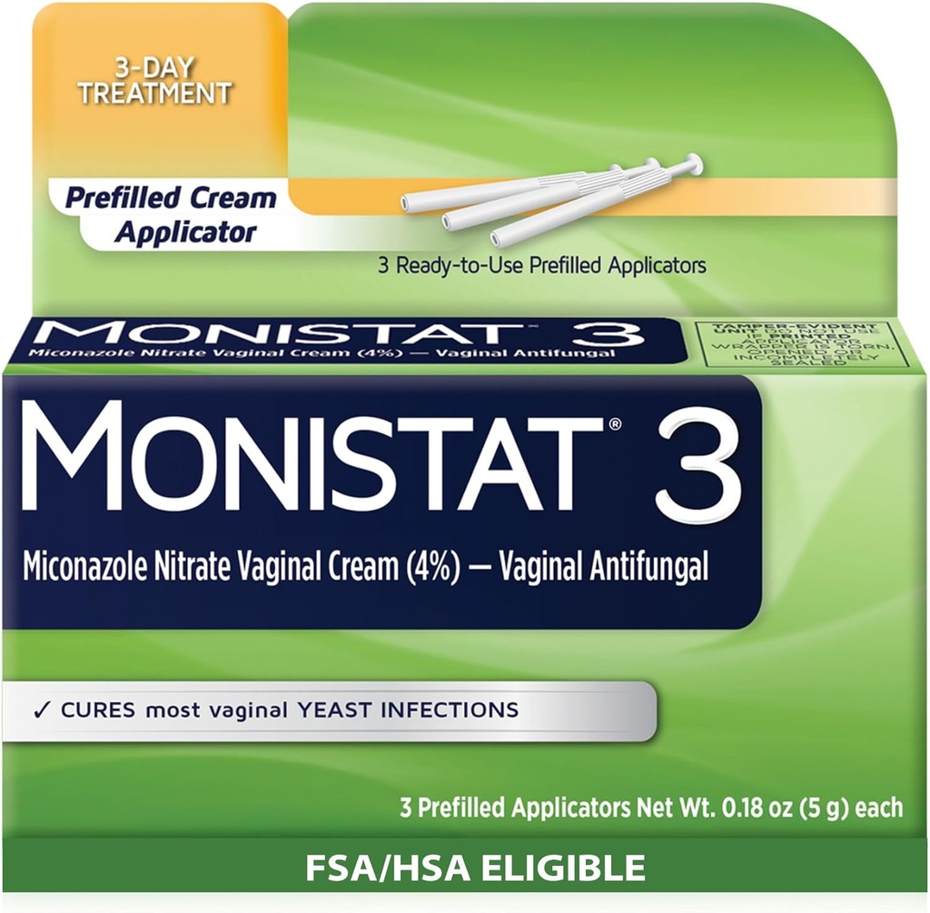 Monistat 3 Tage Hefe Infektion Behandlung für Frauen, 3 Miconazole Pre-Filled Cream Applicators, 1 Packung