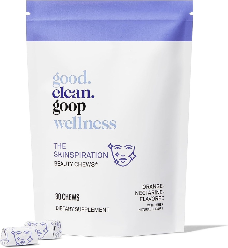 good.clean.goop Wellness Die Hautspiration Beauty Chews | Nahrungsergänzung für Glowing Skin | Vitamin E & Niacin | Orange Nektarin Flavored | Verbessert die Hautpflege Routine | Paket von 30 Chews | Vegan