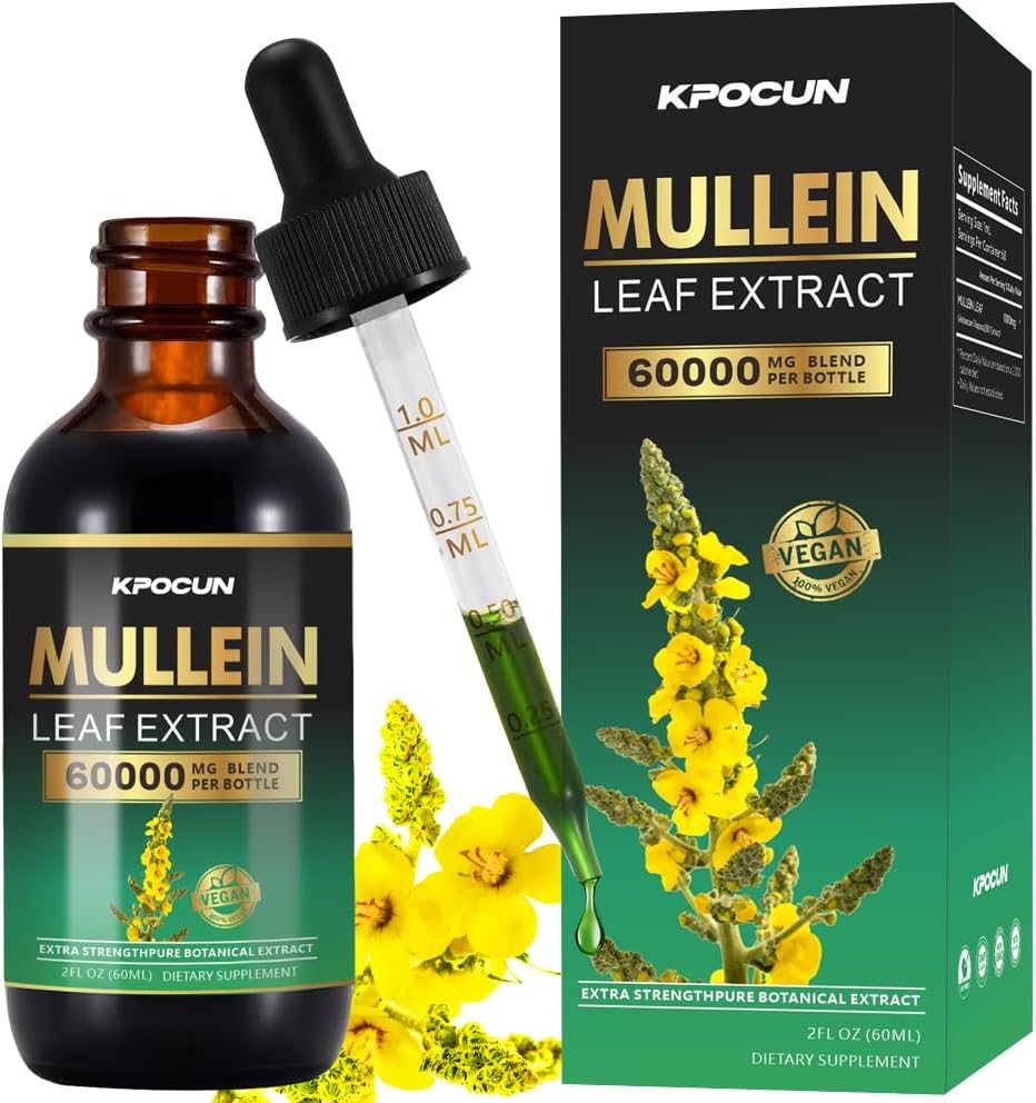 Mullein Tropfen für Lunge - Lung Cleanse - Blattextrakt - Kräuterergänzungen - Leistungsstarker Mullein für Immununterstützung,Detox & Respiratory Support - 2 fl oz