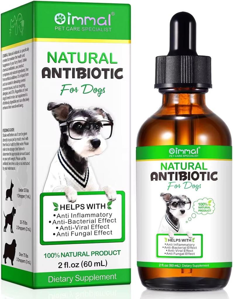 Natürliche Hunde-Antibiotika-Ergänzung – Kräuter-Antibiotika Tropfen für Immun-, Allergie- und Hautunterstützung – juckende Haut, Ear & Hot Spot Relief – für alle Rassen