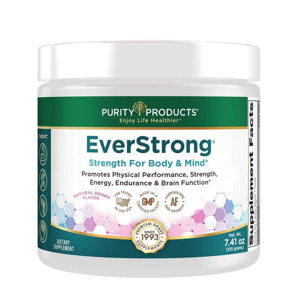 Reinheit Produkte EverStrong Pulver aus Muskel-Matrix-Mischung - Creapure Creatine - Boron (FruiteX-B PhytoBoron) - Kaffeebeeren-Extrakt - mit 1000 IU Vitamin D - Berry Burst (210 g)