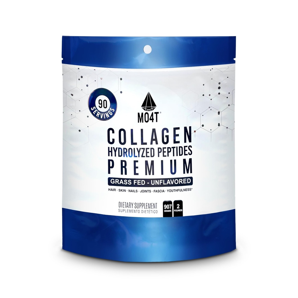 MO4T Collagen Peptide- Grass-Fed Collagen- hydrolysiertes Kollagenpulver- Unflavored- 2 Pfund Collagen- Großes Kollagenpulver