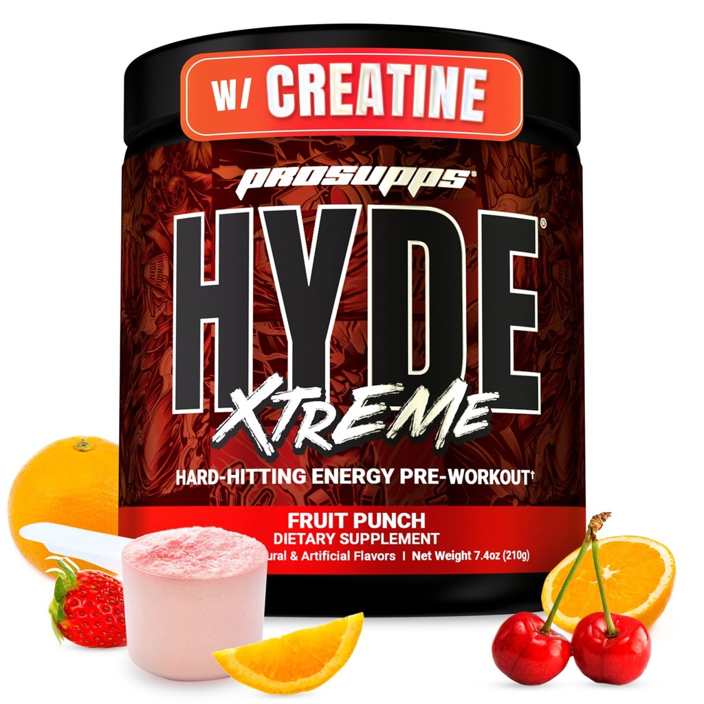 ProSupps Mr. Hyde Xtreme Pre Workout Powder with Creatine, Beta Alanine & Caffeine – Extreme Energy, Pumps, Focus & Performance - Fitness & Gym Supplements for Men & Women (Fruit Punch, 30 Servings)