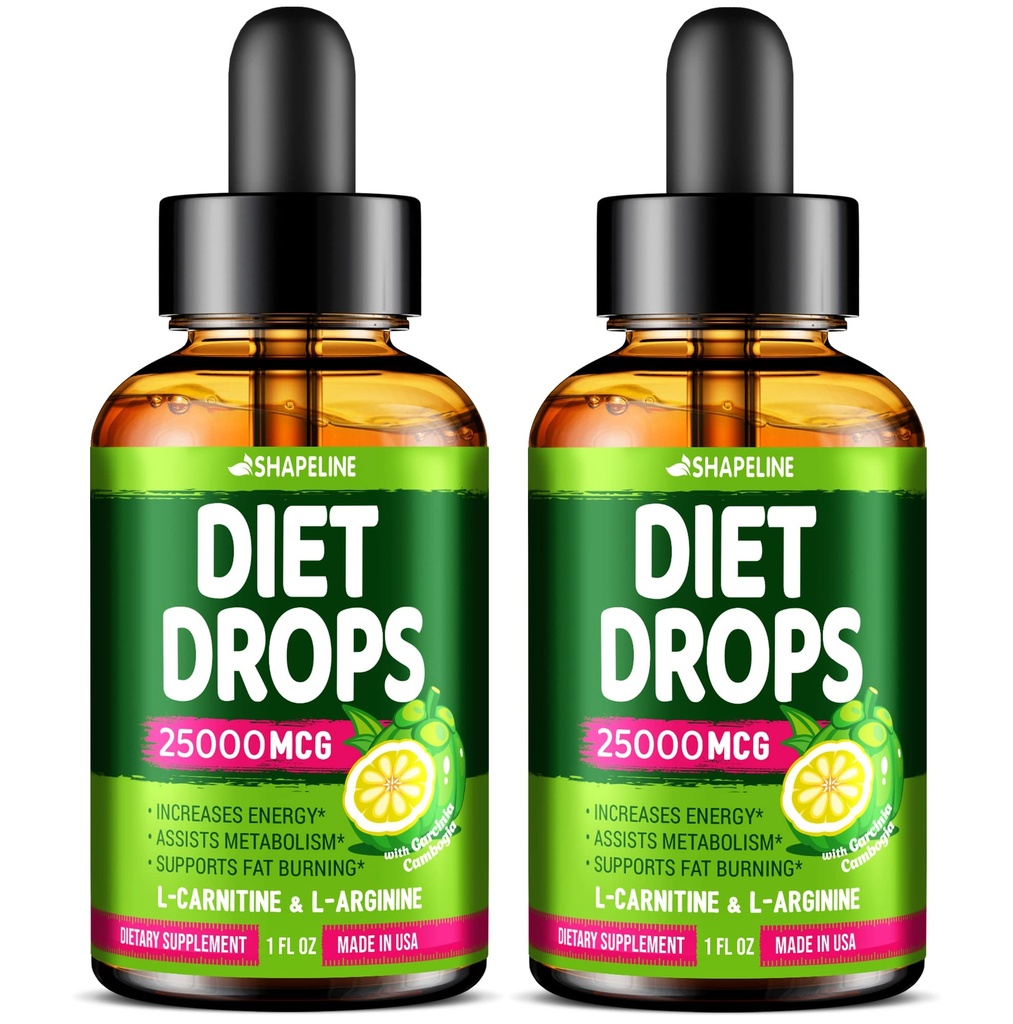 (Pack von 2) Diät Tropfen - Made in USA - Appetit Suppressant für Frauen & Männer - Natürliche Stoffwechsel Booster - Diät Tropfen mit Garcinia Cambogia, L-Arginin & L-Glutamin 1 Fl Oz