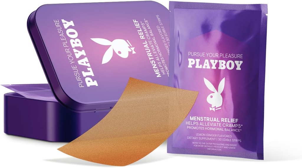 AVID Playboy - Menstrual Relief PMS Oral Strips (30 Edible Strips) Schnell lösen PMS Cramp Relief & Hormonal Balance Strips für Frauen - Lemon Ginger Flavored Multi-Benefit PMS Beilage für Frauen