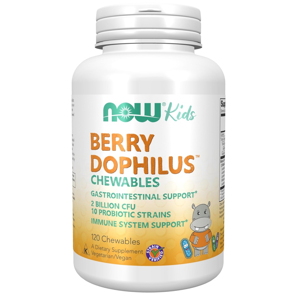 JETZT Nahrungsergänzungsmittel, BerryDophilusTM mit 2 Billion, 10 Probiotische Strains, Xylitol Sweetened, Strain Verified, 120 Chewables, Verpackung kann variieren