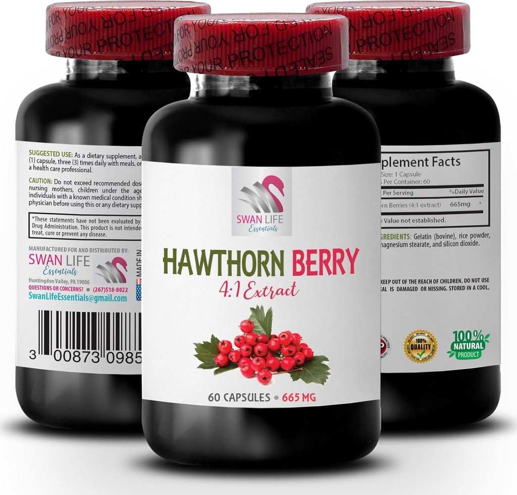 Hawthorn Beeren Extrakt Kapseln - HAWTHORN BERRIES EXTRACT - Beerenextrakt Pulver, wilde Beerenenergie, Hawthorn Energie Pillen, Hawthorn Beeren Tinktur, Antioxidantien Ergänzung für Frauen 1 Bot 60 Caps