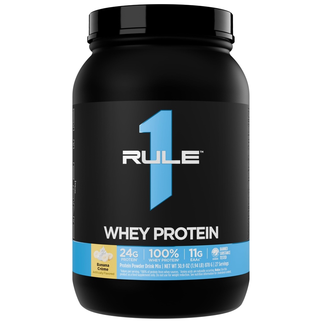 Rule 1 Proteins Whey Protein Powder, Banana Crème, 2 Pounds | 24g Fast-Acting Protein from All-Whey Sources with Naturally Occurring EAAs & BCAAs for Workout Recovery or Anytime Use