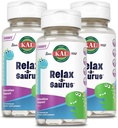 KAL Relax-a-Saurus, Stress Support-Ergänzung für Kinder, L-Theanine für Kinder mit Kräuter Stress-Relief & Entspannung & Blend, Delicious Natural Grape Flavor, 60-Day Garantie, 30 Chewables Pack von 3