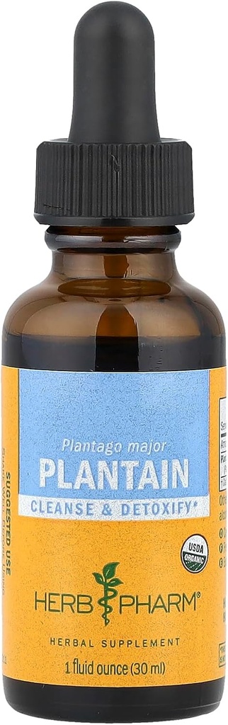 Kräuter Pharm Certified Organic Plantain Liquid Extract für Reinigung und Entgiftung - 1 Unze (DPLAN01)