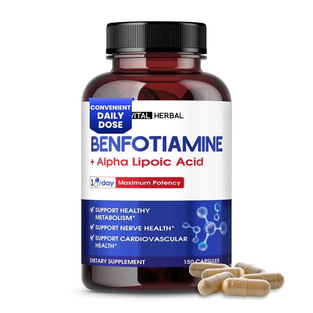 VITAL HERBAL Liposomal Benfotiamin mit Alpha Lipoic Acid - Maximale Potenz- Unterstützung gesunden Stoffwechsel - Made in USA