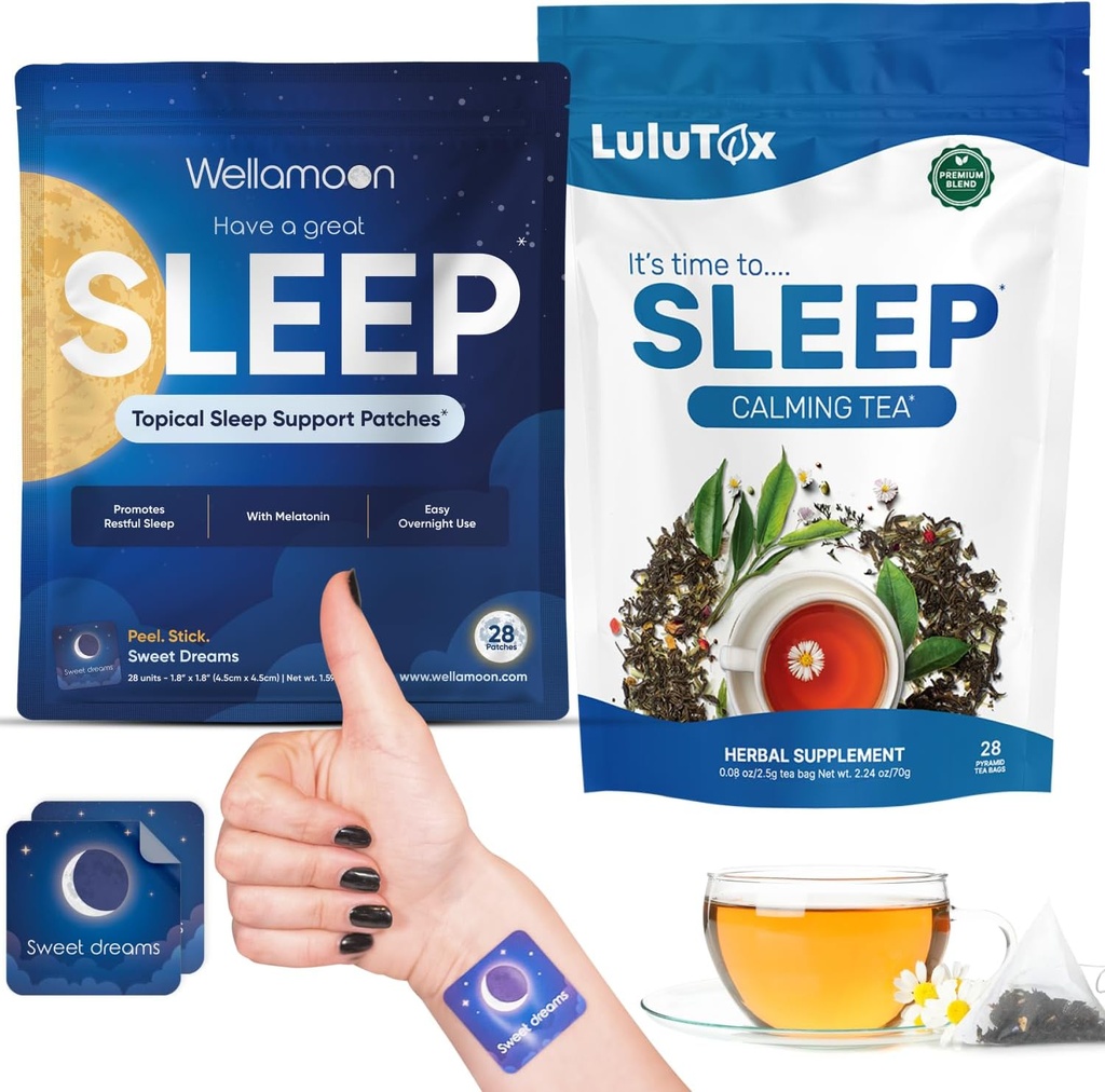 Wellamoon Sleep Patches & Lulutox Sleep Tea Bundle (28 Patches & 28 Servierungen)
