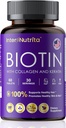 Biotin mit hydrolisiertem Kollagen und Keratin, 5000mcg Biotin für Haarwachstum,Skin & Nails & Energy Production, USA Made - Vitamin A, C, D3, E, B1, B2, B7, B12 Complex