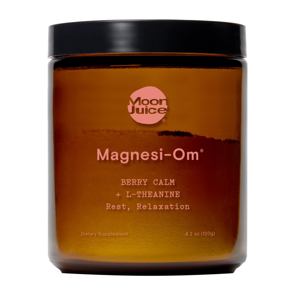 Moon Juice Magnesi-Om Magnesium Powder Supplement - Chelat Magnesium Complex + L-Theanin Blend for Rest, Relaxation & Regularity - Vegan, Non-GMO & No Sugar, Berry, 4 oz, 30 Sevings