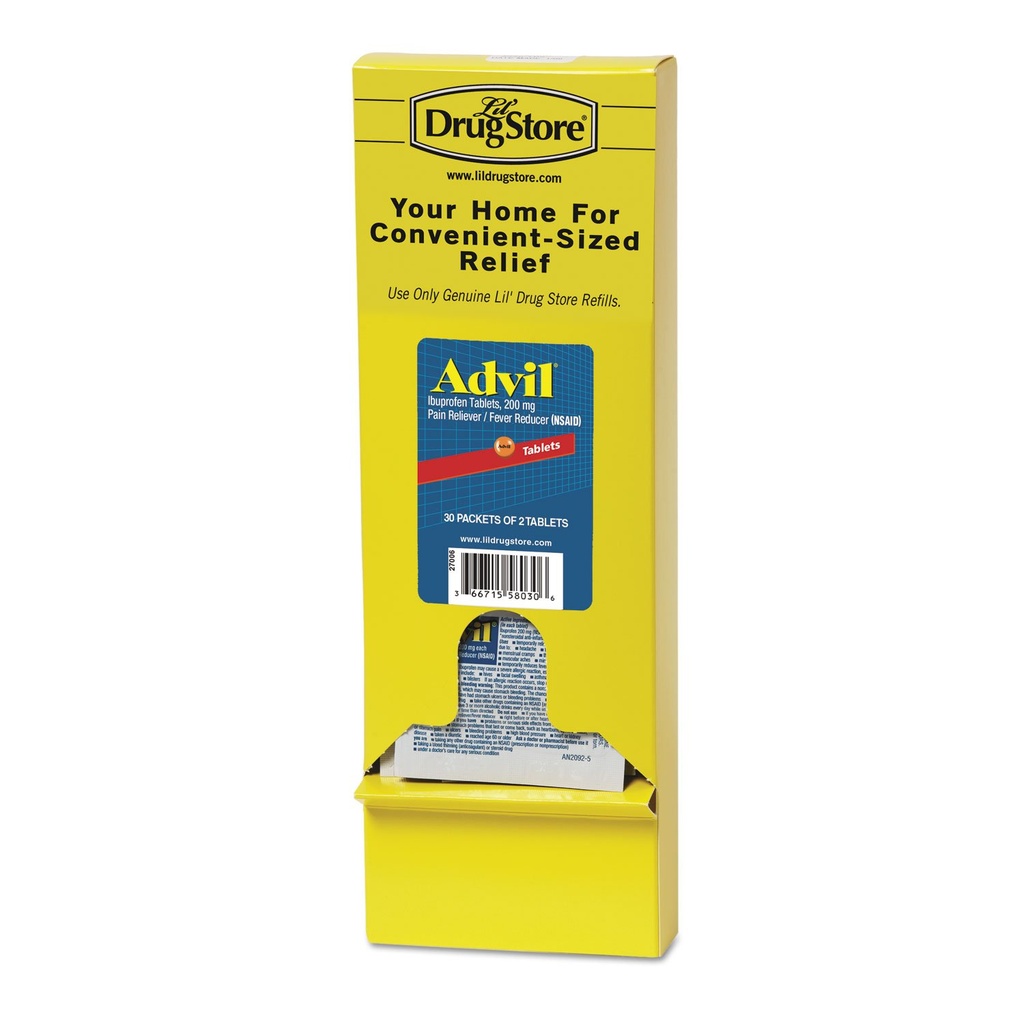 Advil Ibuprofen Tabletten, 200mg, Nachfüllpackung, zwei Tabletten/Packet, 30 Packungen/Box